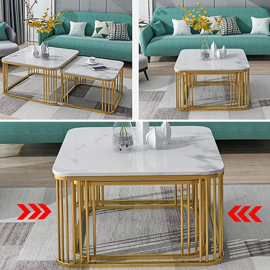 SET OF 2- CENTER TABLE- FOUR CONER PILLERED