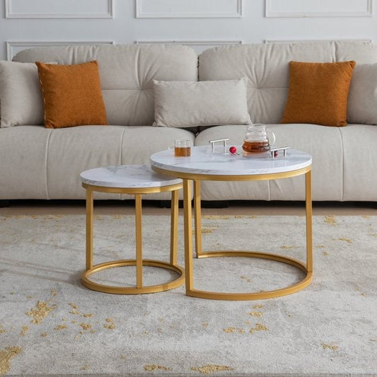 SET OF 2-CENTER TABLE-WHITE TOP