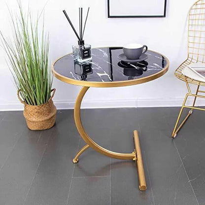 Luxury Round Marble Sheet & Steel Table
