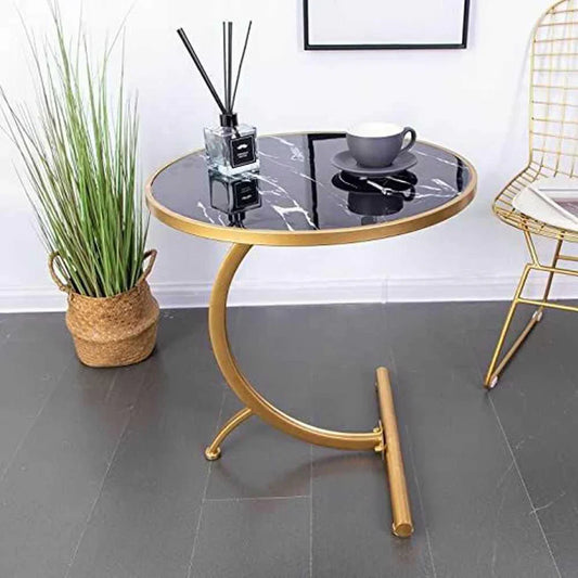 Luxury Round Marble Sheet & Steel Table