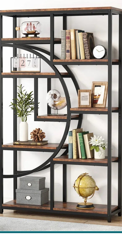 Bookshelf 5 Tier Bookcase, Industrial Free Standing Bookshelves for Bedroom, Living Room and Home Office