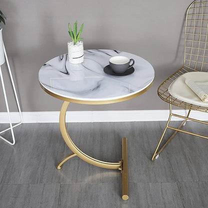 Luxury Round Marble Sheet & Steel Table