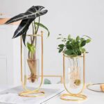 2 Pieces Metal Crystal Flower Table Show Pieces Decoration for Home Living.