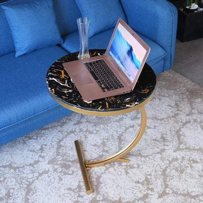 Luxury Round Marble Sheet & Steel Table