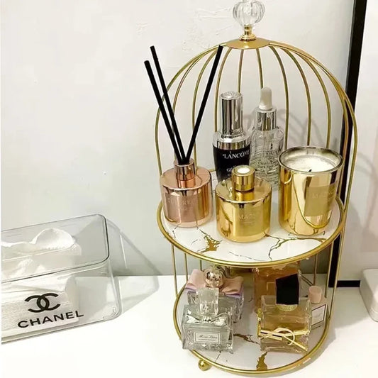 2 Layers Cosmetics Cages Makeup Organizer Cosmetic Perfume Disp Shelf, Makeup Storage.
