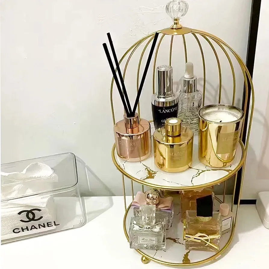 2 Layers Cosmetics Cages Makeup Organizer Cosmetic Perfume Disp Shelf, Makeup Storage.