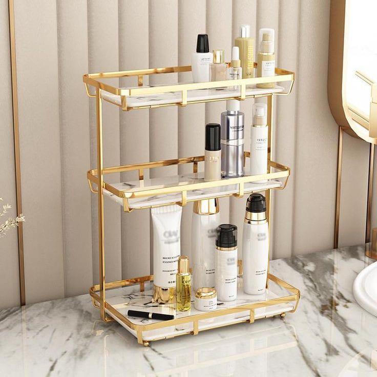 3 Layers Luxury Design Free Standing Shelf Makeup Organizer